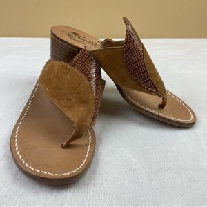 Anthropologie Beachy Boho Leather Thong Sandals, Italian Slip on Size 8 / 39